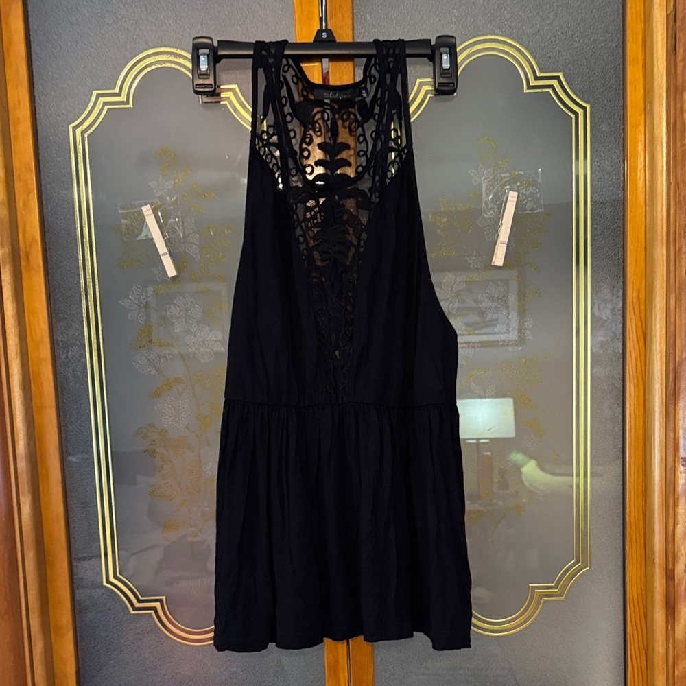 Elegant Black Lace Detail top